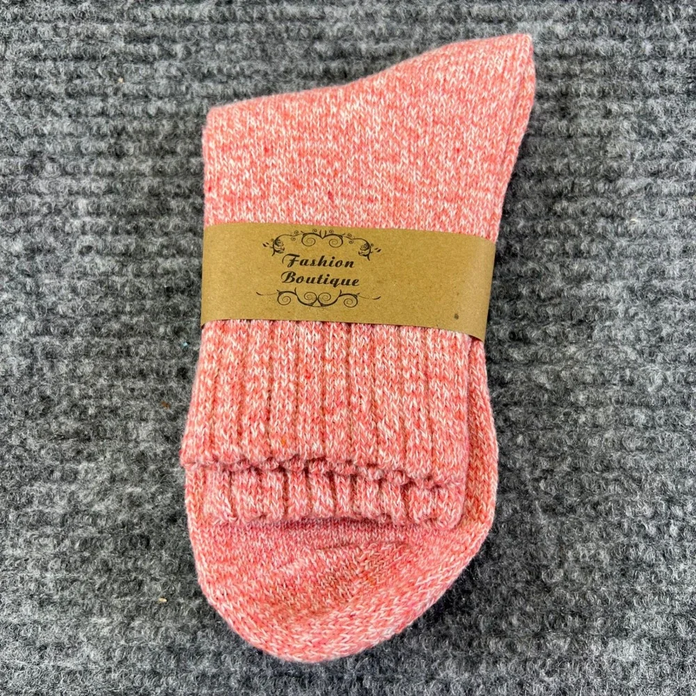 Fashion Boutique‎ Cozy Marled Coral Pink Wool Blend Crew Socks Women